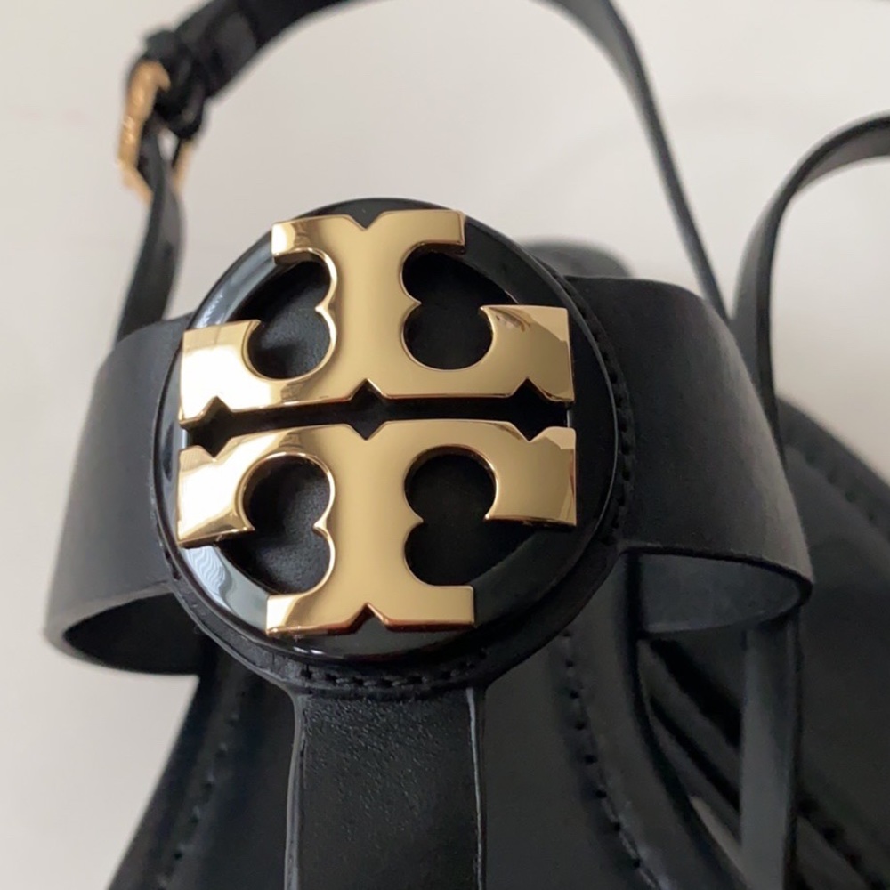 Tory Burch Claire Leather Flat Thong Sandal Black - Picture 7 of 15